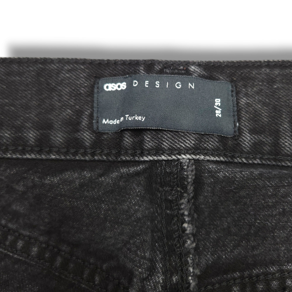 EUC ASOS 100% Cotton Button Fly Straight Leg Denim Jeans Sz. 28x29‎ Black - Picture 5 of 8